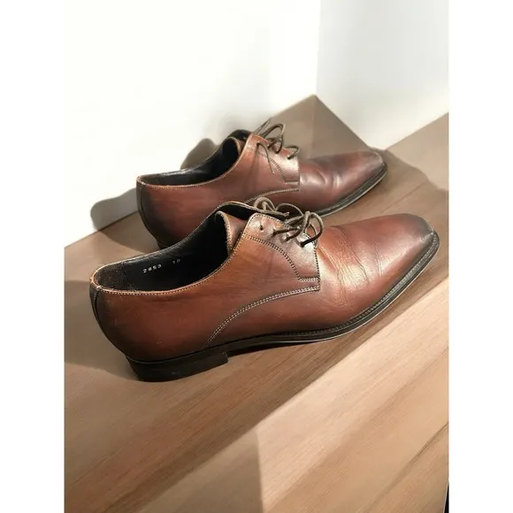 To Boot New York Adam Derrick Men's Brown Leather Dress Shoes 2853 Sz 10 Italy