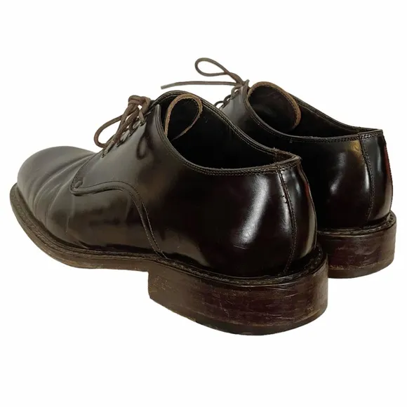 TO BOOT NEW YORK Dark Brown Patent Leather Chunky Lace Up Round Toe Derby Loafer