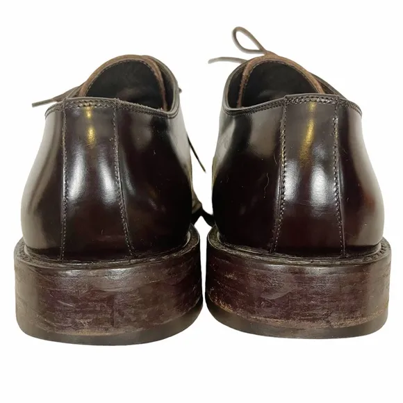 TO BOOT NEW YORK Dark Brown Patent Leather Chunky Lace Up Round Toe Derby Loafer