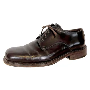 TO BOOT NEW YORK Dark Brown Patent Leather Chunky Lace Up Round Toe Derby Loafer