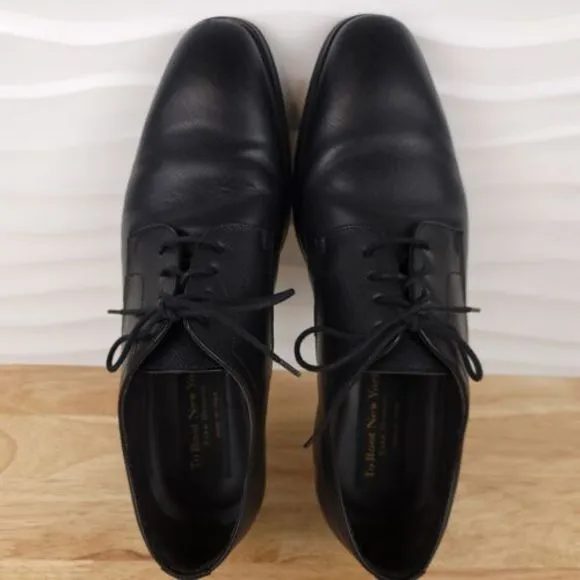 To‎ Boot New York Dress Shoes Mens Size 9 Black Leather Lace Up Almond Toe Derby