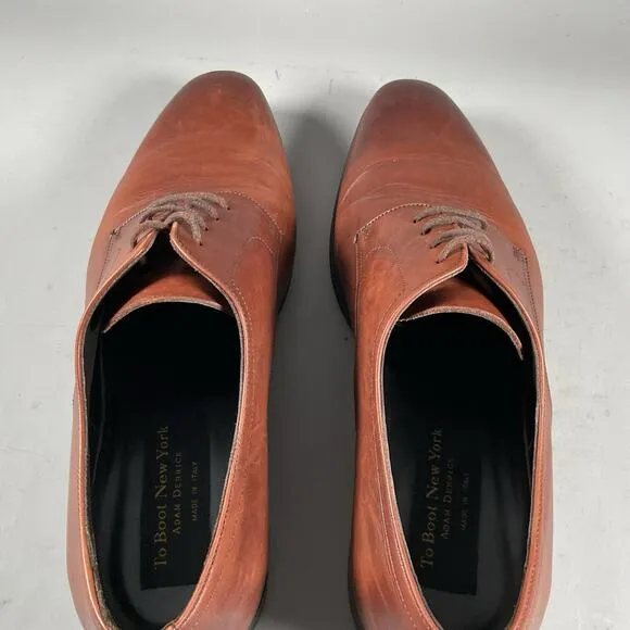 To Boot New York Men’s Size 11.5 Brown Burnished Leather Plain Toe Derby Oxford