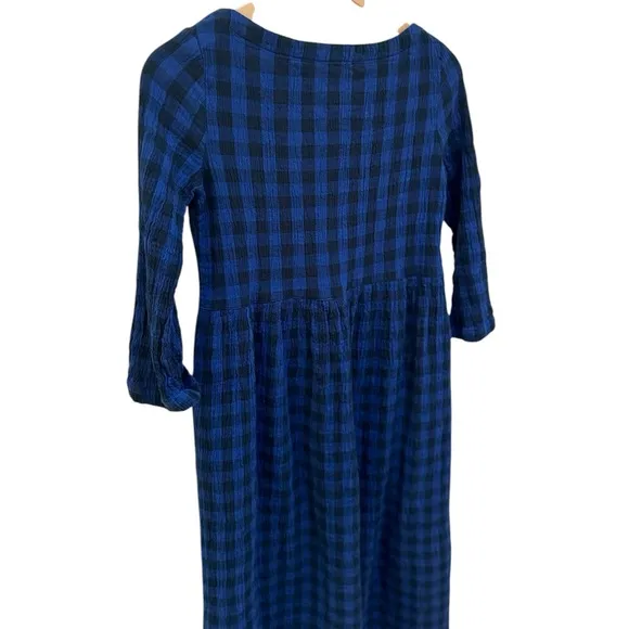 TOAST Navy Plaid Freya Crinkle Dress