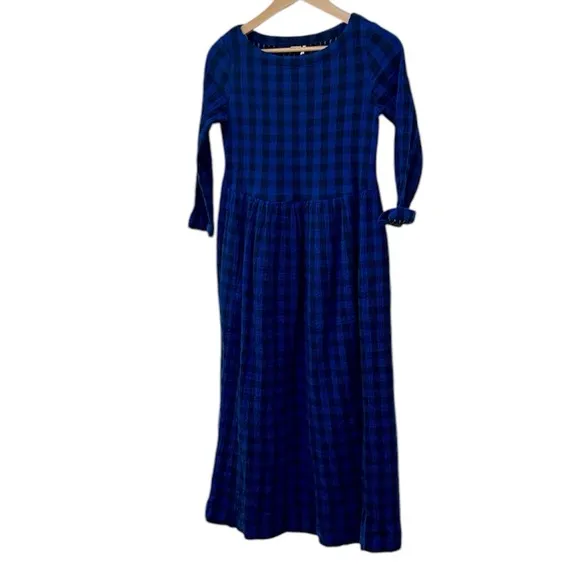 TOAST Navy Plaid Freya Crinkle Dress