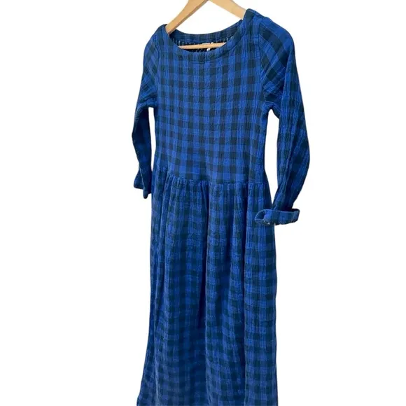 TOAST Navy Plaid Freya Crinkle Dress