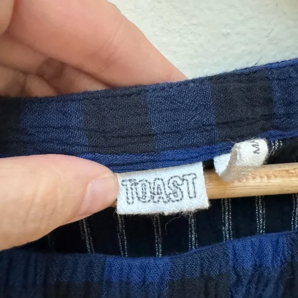 TOAST Navy Plaid Freya Crinkle Dress
