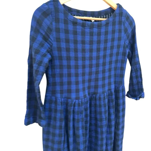 TOAST Navy Plaid Freya Crinkle Dress