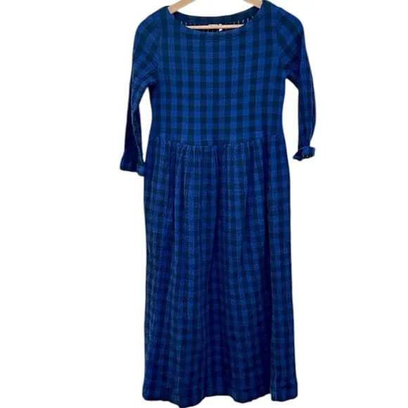 TOAST Navy Plaid Freya Crinkle Dress