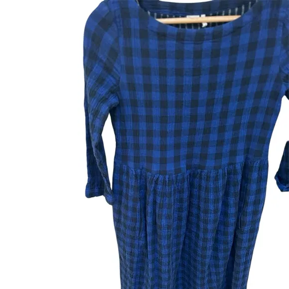 TOAST Navy Plaid Freya Crinkle Dress