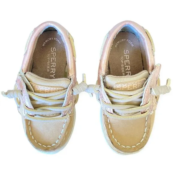 Toddler SPERRY TOP-SIDER Size 6 Songfish Boat Shoes Deck Shoes Slip On Pink Tan