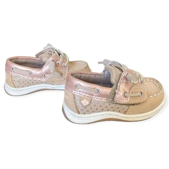 Toddler SPERRY TOP-SIDER Size 6 Songfish Boat Shoes Deck Shoes Slip On Pink Tan