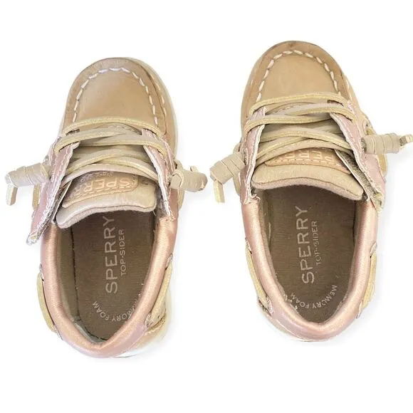 Toddler SPERRY TOP-SIDER Size 6 Songfish Boat Shoes Deck Shoes Slip On Pink Tan