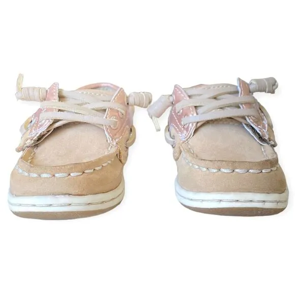 Toddler SPERRY TOP-SIDER Size 6 Songfish Boat Shoes Deck Shoes Slip On Pink Tan