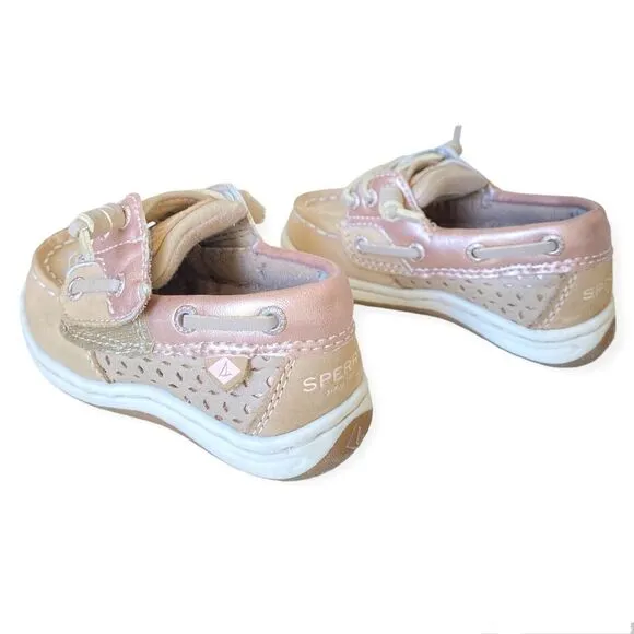 Toddler SPERRY TOP-SIDER Size 6 Songfish Boat Shoes Deck Shoes Slip On Pink Tan