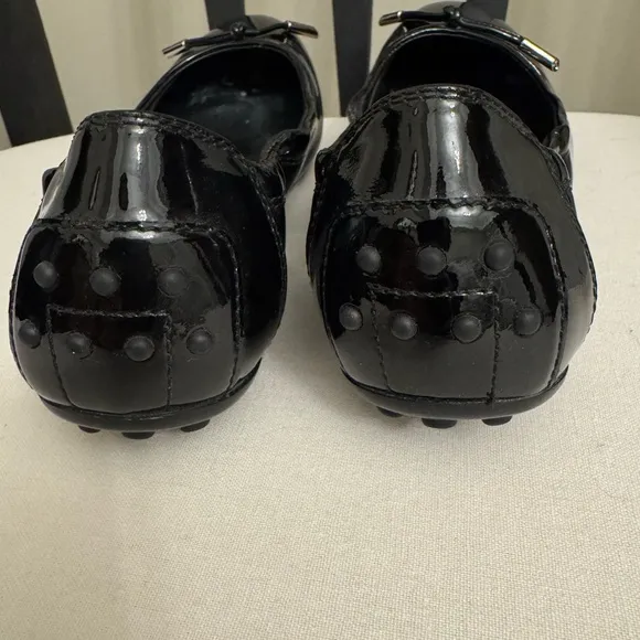 Tod's Black Patent Leather Ballet flats with Bow Detail worn once!