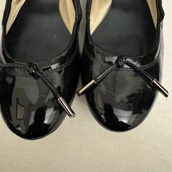 Tod's Black Patent Leather Ballet flats with Bow Detail worn once!
