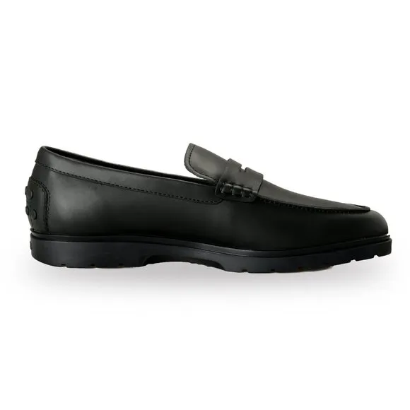 Tod's Men's Black 100% Leather Loafers Slip On Shoes