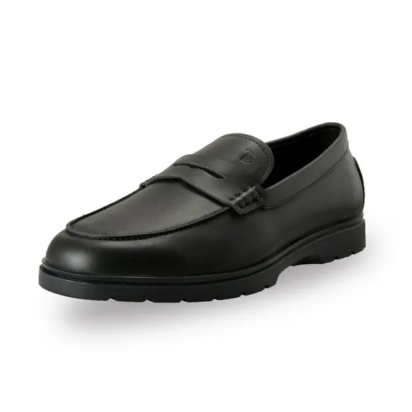 Tod's Men's Black 100% Leather Loafers Slip On Shoes