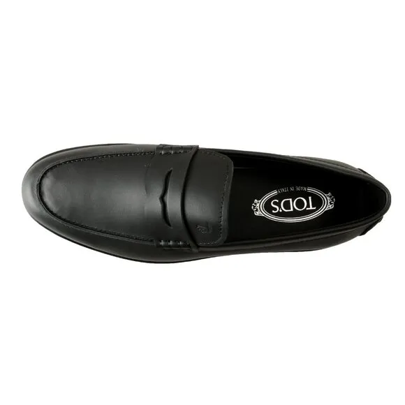 Tod's Men's Black 100% Leather Loafers Slip On Shoes