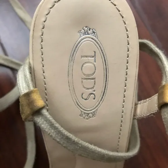 Tod’s Suede Peep Toe Wedges