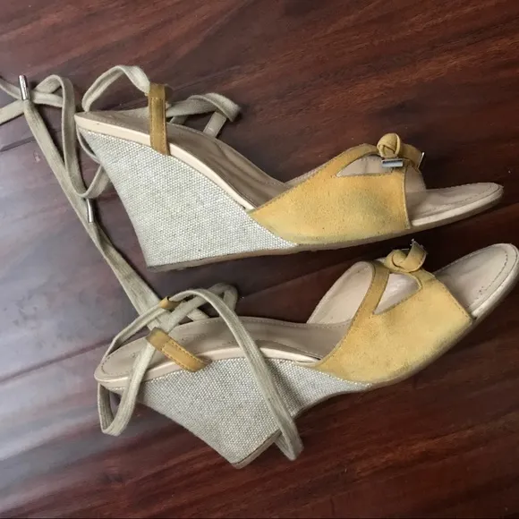 Tod’s Suede Peep Toe Wedges