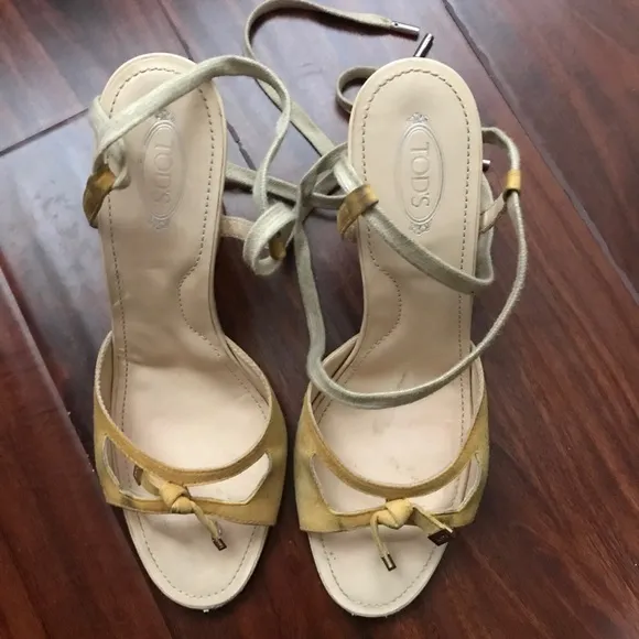 Tod’s Suede Peep Toe Wedges