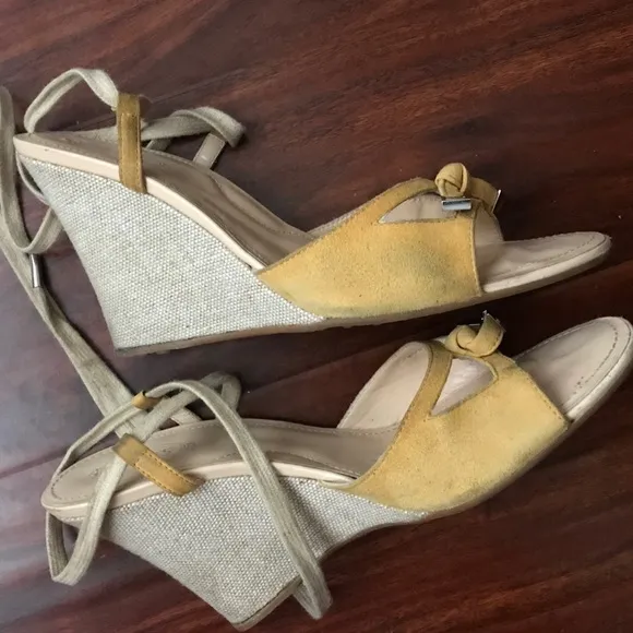 Tod’s Suede Peep Toe Wedges