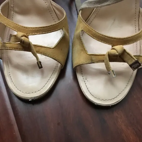 Tod’s Suede Peep Toe Wedges