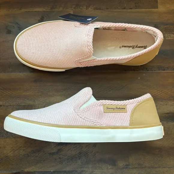 Tommy Bahamas Blush Pink Corduroy Slip On Shoes Womens 7.5 Casual Fall Everyday