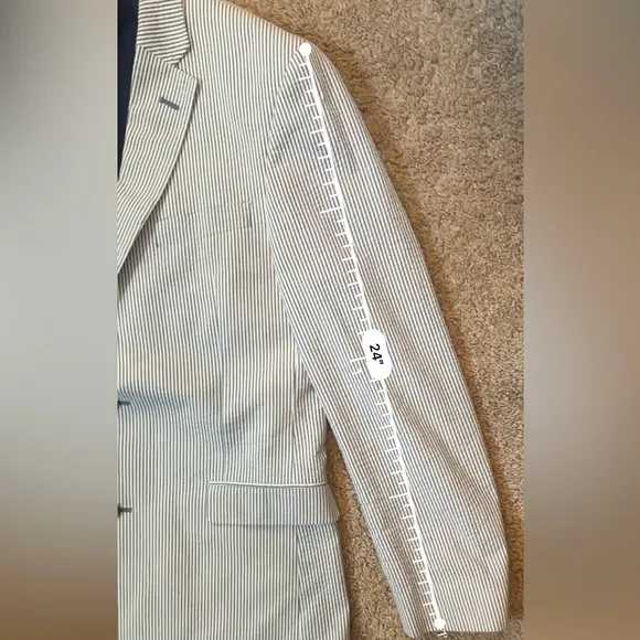 Tommy Hilfiger Men's Blue and White Seersucker Blazer
