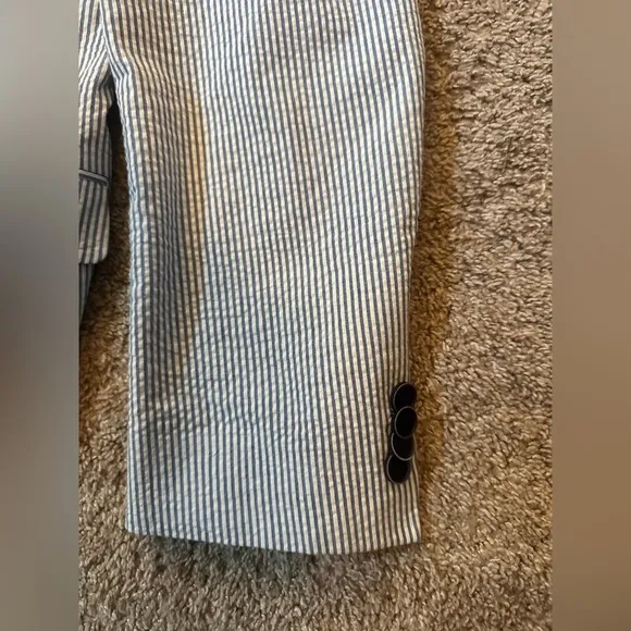Tommy Hilfiger Men's Blue and White Seersucker Blazer