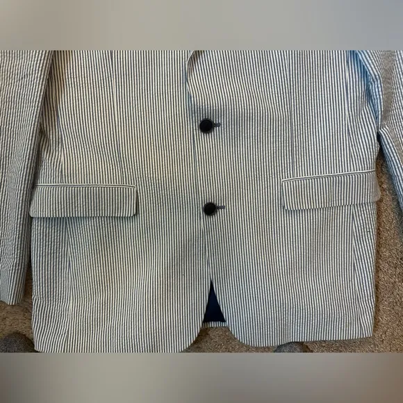 Tommy Hilfiger Men's Blue and White Seersucker Blazer