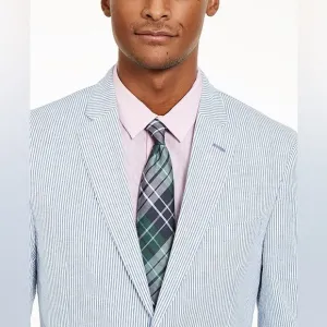 Tommy Hilfiger Men's Blue and White Seersucker Blazer