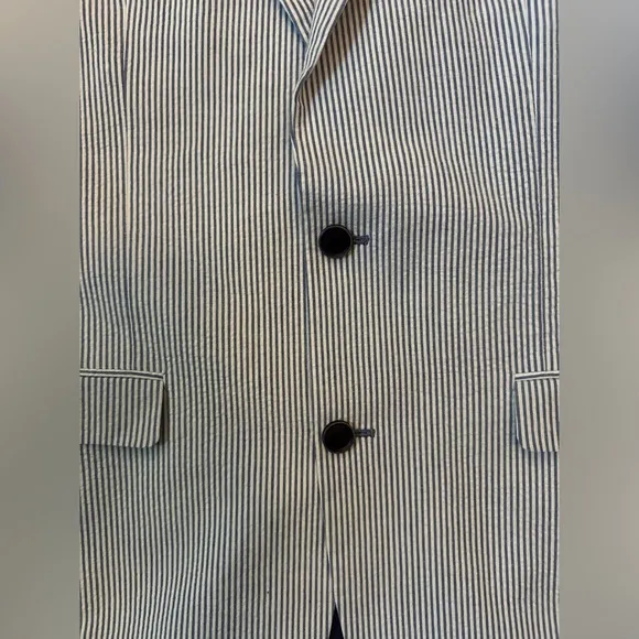 Tommy Hilfiger Men's Blue and White Seersucker Blazer