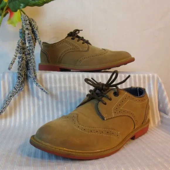 Tommy Hilfiger Michael Tan Vegan Suede Leather Lace-up Oxford Shoes Size 2