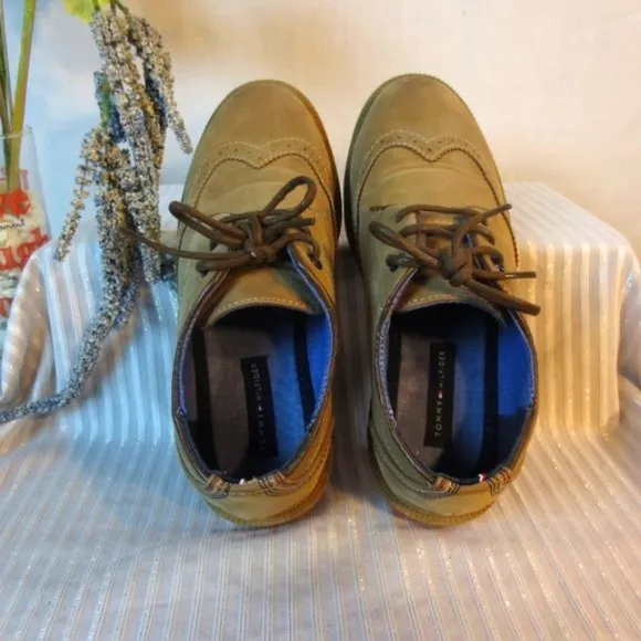 Tommy Hilfiger Michael Tan Vegan Suede Leather Lace-up Oxford Shoes Size 2