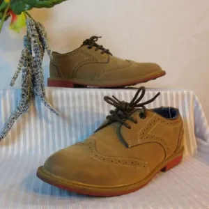 Tommy Hilfiger Michael Tan Vegan Suede Leather Lace-up Oxford Shoes Size 2