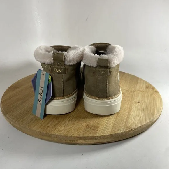 Toms Paxton Slip On Shoes Brown Suede Sherpa Lined Women’s SZ 7.5