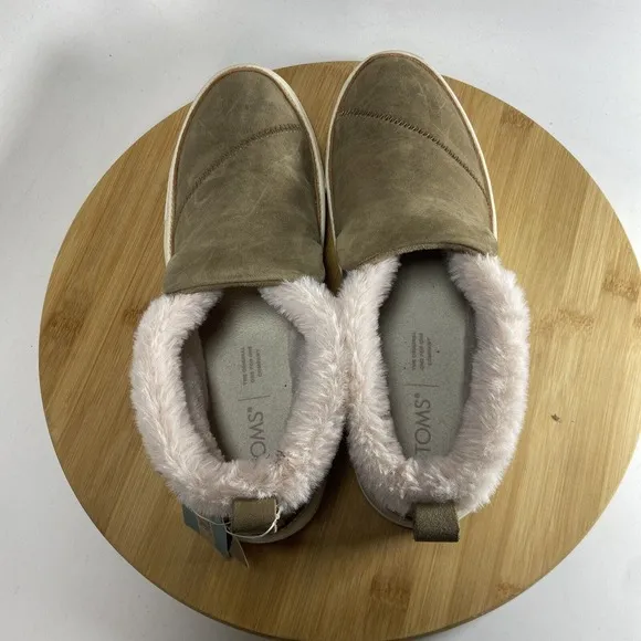 Toms Paxton Slip On Shoes Brown Suede Sherpa Lined Women’s SZ 7.5
