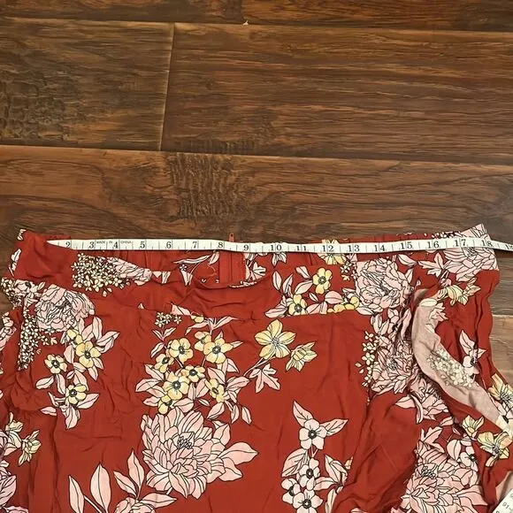 Torrid Floral Print Boho Hi-Lo Ruffle Maxi Skirt Contemporary Festival Feminine