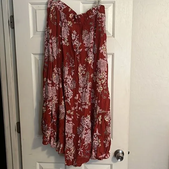 Torrid Floral Print Boho Hi-Lo Ruffle Maxi Skirt Contemporary Festival Feminine