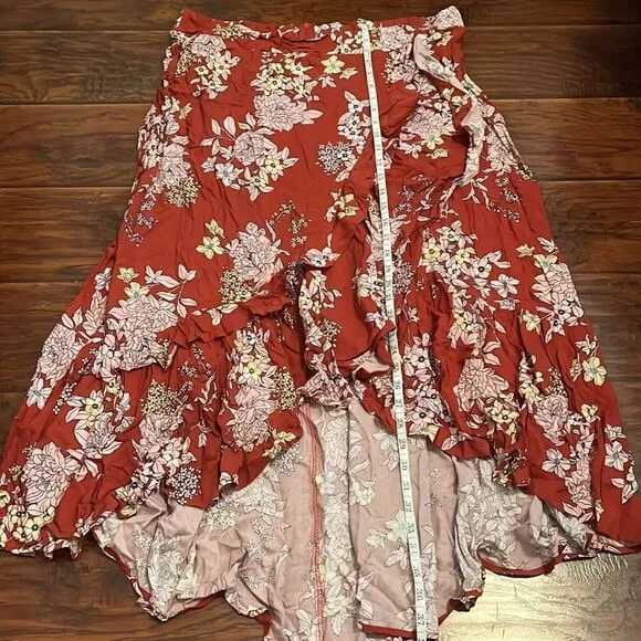 Torrid Floral Print Boho Hi-Lo Ruffle Maxi Skirt Contemporary Festival Feminine