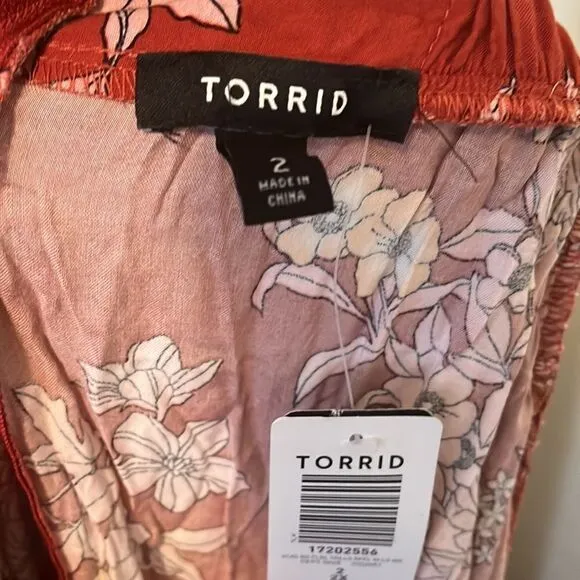 Torrid Floral Print Boho Hi-Lo Ruffle Maxi Skirt Contemporary Festival Feminine