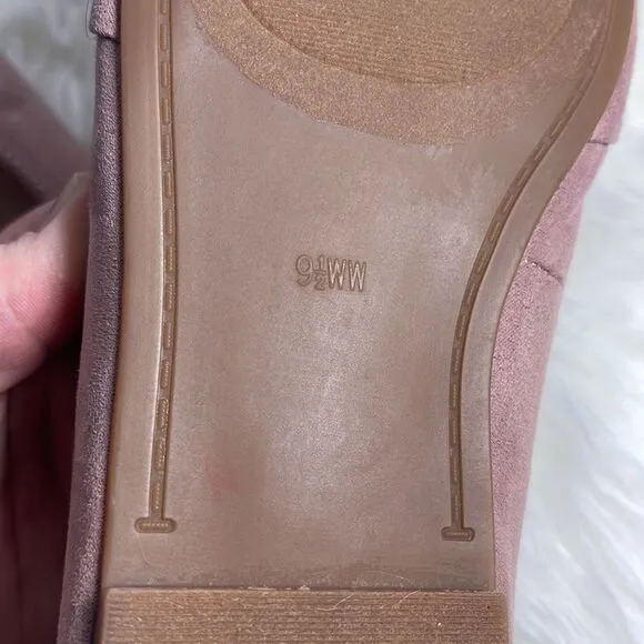 Torrid Pale Pink Pointed Toe Bow Flats Sz 9.5 WIDE WIDTH