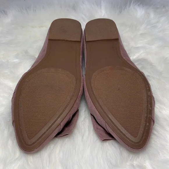 Torrid Pale Pink Pointed Toe Bow Flats Sz 9.5 WIDE WIDTH