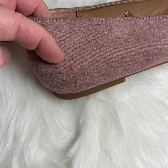 Torrid Pale Pink Pointed Toe Bow Flats Sz 9.5 WIDE WIDTH