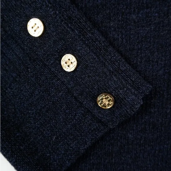 Tory Burch 100% Merino Wool Rib Knit Scoop Boatneck Sweater