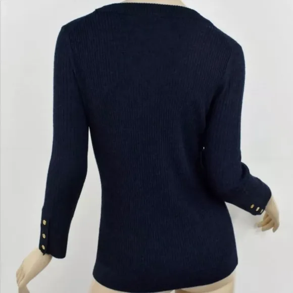 Tory Burch 100% Merino Wool Rib Knit Scoop Boatneck Sweater