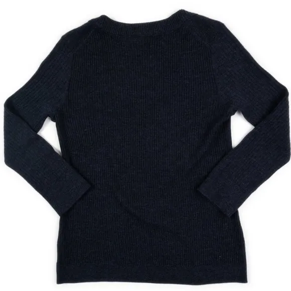 Tory Burch 100% Merino Wool Rib Knit Scoop Boatneck Sweater