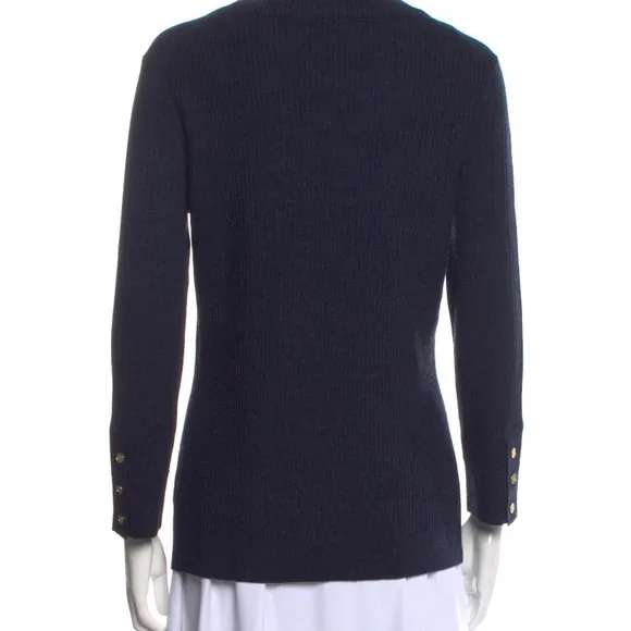 Tory Burch 100% Merino Wool Rib Knit Scoop Boatneck Sweater